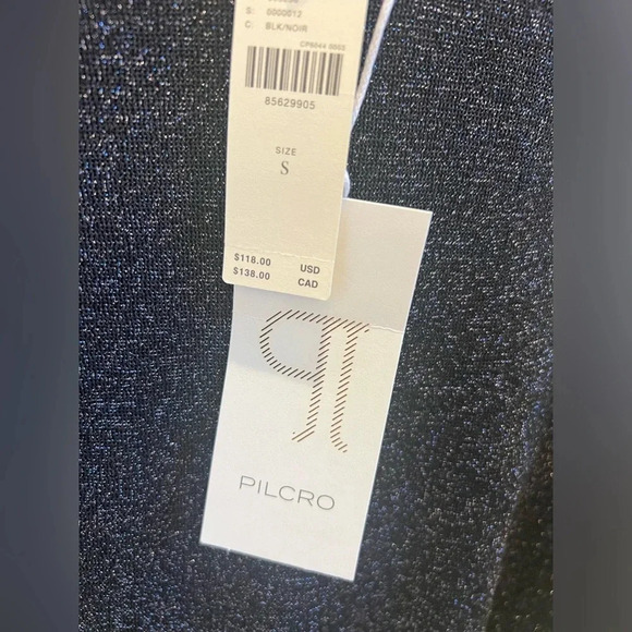 NWT new Anthropologie Pilcro metallic sleeveless hooded sweater top SMALL black - Picture 5 of 15